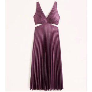 New! Abercrombie Giselle Pleated Cutout Dress Burgundy